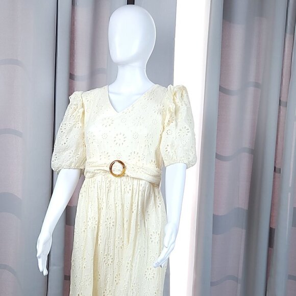 Ryan Michelle Dresses & Skirts - Ryan Michelle Women's 100% Cotton Cream Midi Dress Size Large (NWT)
